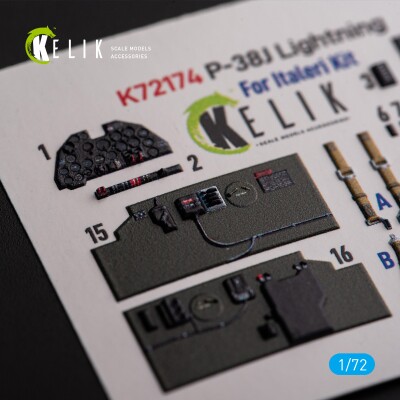 P-38J &quot;Lightning&quot; 3D декаль интерьер для комплекта Italeri/Academy 1/72 КЕЛИК K72174 детальное изображение 3D Декали Афтермаркет