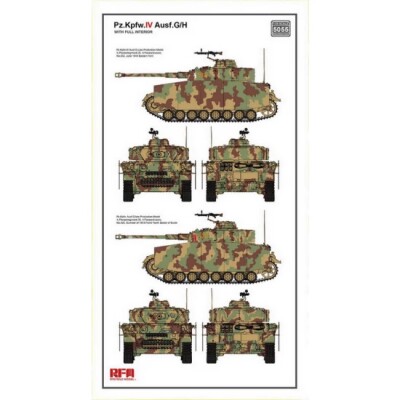 Збірна модель 1/35 Німецький середній танк Pz.Kpfw.IV Ausf.G/H з повним інтер’єром і робочими траками RFM RM-5055 детальное изображение Военная техника 