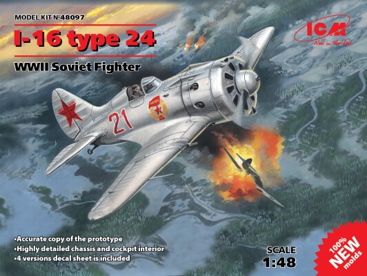 Збірна модель 1/48 Літак І-16 тип 24 ICM 48097 детальное изображение Самолеты 1/48 Самолеты