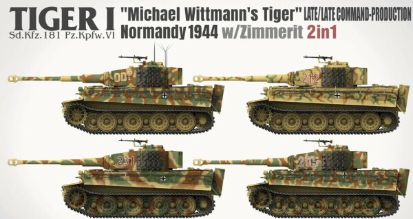 Scale model 1/35 Tank Tiger I &quot;Michael Wittmann Tiger&quot; Normandy operation LATE/LATE COMMAND-PRODUCTION w/Zimmerit (2 in 1) Takom 2201 детальное изображение Бронетехника 1/35 Бронетехника