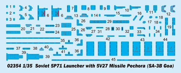 Scale model 1/35 Soviet 5P71 Launcher with 5V27 Missile Pechora Trumpeter 02354 детальное изображение Зенитно ракетный комплекс Военная техника