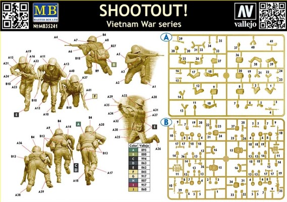 Збірна модель 1/35 Фігури сутичка американських солдатів з в'єтнамським (Війна у В'єтнамі) MasterBox 35241 детальное изображение Фигуры 1/35 Фигуры