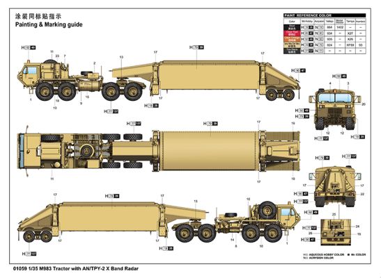 Scale model 1/35 M983 Tractor with AN/TPY-2 X Band Radar Trumpeter 01059 детальное изображение Зенитно ракетный комплекс Военная техника