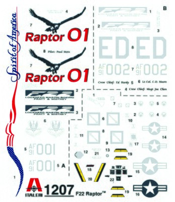 Збірна модель 1/72 Літак F - 22 Raptor Italeri 1207 детальное изображение Самолеты 1/72 Самолеты