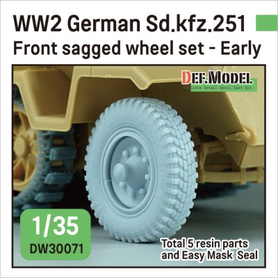 WW2 German Sd.kfz.251 Half-track front sagged wheel set - Early (for Sd.kfz.251 kit) детальное изображение Смоляные колёса Афтермаркет