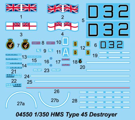 Збірна модель 1/350 Єсмінець Королівського флоту Тип 45 Trumpeter 04550 детальное изображение Флот 1/350 Флот