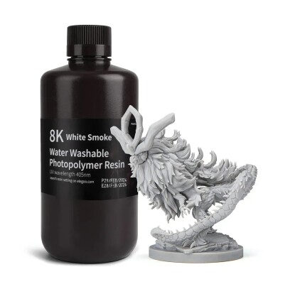 Фотополімерна смола ELEGOO Water Washable Resin 8k &quot;White Smoke&quot; (димчасто-біла) 1кг детальное изображение Смола для 3D принтеров 3D печать