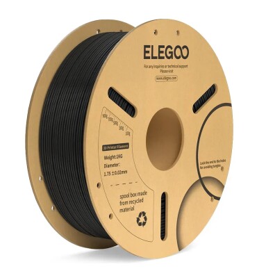 Пластик ELEGOO PLA+ Filament Ø1.75мм &quot;Black&quot; (черный) 1кг детальное изображение Комплектующие и аксессуары 3D печать
