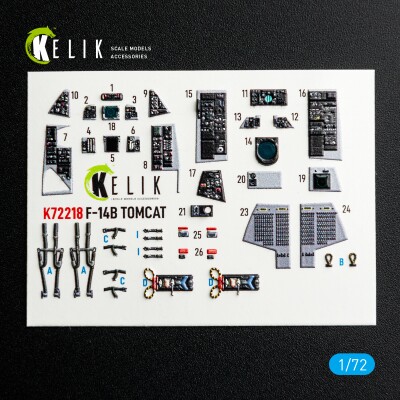 Grumman F-14 B Tomcat 3D декаль інтер'єр для комплекту HobbyBoss 1/72 KELIK K72218 детальное изображение 3D Декали Афтермаркет