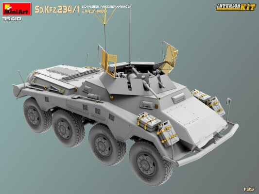 Збірна модель 1/35 Німецький бронеавтомобіль Sd. Kfz. 234/1 з інтер'єром MiniArt 35410 детальное изображение Автомобили 1/35 Автомобили