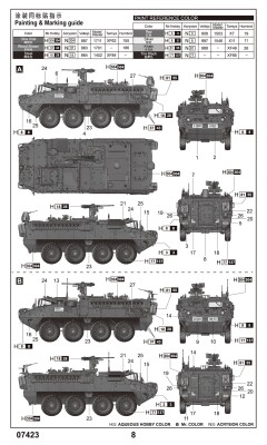 Збірна модель 1/72 Штабна машина M1130 Stryker армії США Trumpeter 07423 детальное изображение Бронетехника 1/72 Бронетехника