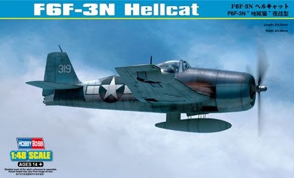 Сборная модель американского истребителя F6F-3N Hellcat детальное изображение Самолеты 1/48 Самолеты