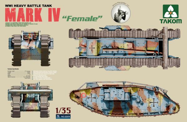 WWI Heavy Battle Tank Mark IV Female детальное изображение Бронетехника 1/35 Бронетехника
