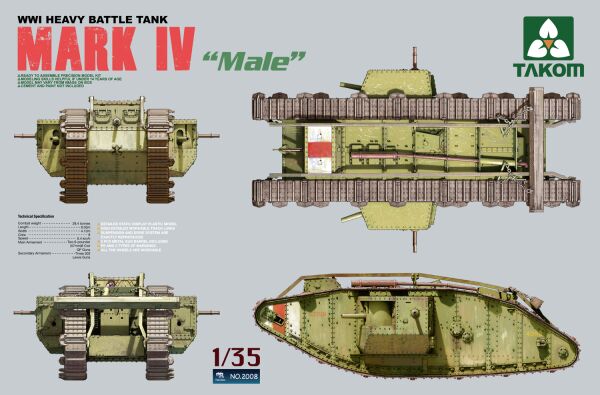 WWI Heavy Battle Tank Mark IV Male детальное изображение Бронетехника 1/35 Бронетехника
