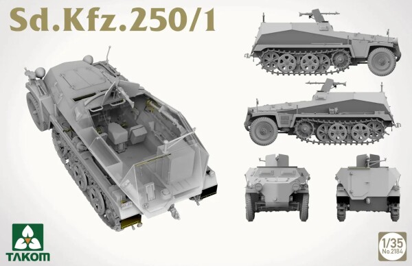 Scale model 1/35 Armored personnel carrier Sd.Kfz.250/1 Takom 2184 детальное изображение Бронетехника 1/35 Бронетехника