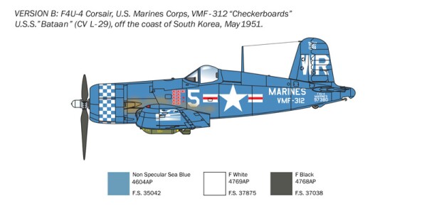 Збірна модель 1/72 Літак F4U-4 Corsair - Корейська війна Italeri 1453 детальное изображение Самолеты 1/72 Самолеты