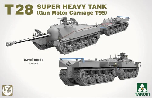 Сборная модель 1/35 Сверхтяжелый танк Т28 (самоходная артиллерийская установка Т95) Takom 2209 детальное изображение Бронетехника 1/35 Бронетехника