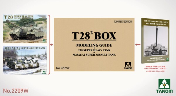 Сборная модель 1/35 Набор сверхтяжелый танк T28 + Super Assault Tank M28 A1/A2 Takom 2209W детальное изображение Бронетехника 1/35 Бронетехника