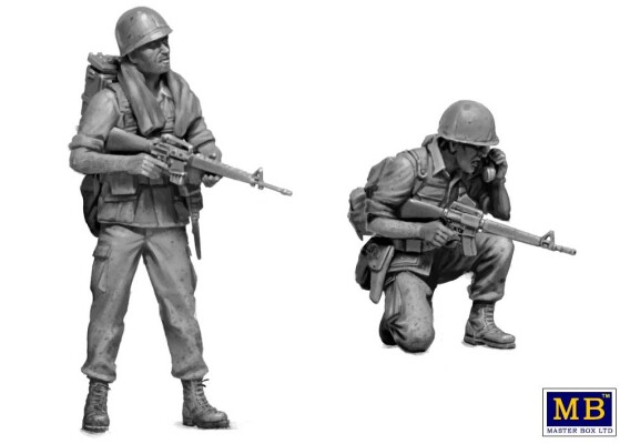 Scale model 1/35 Figures American patrol in Vietnam and dog MasterBox 35238 детальное изображение Фигуры 1/35 Фигуры