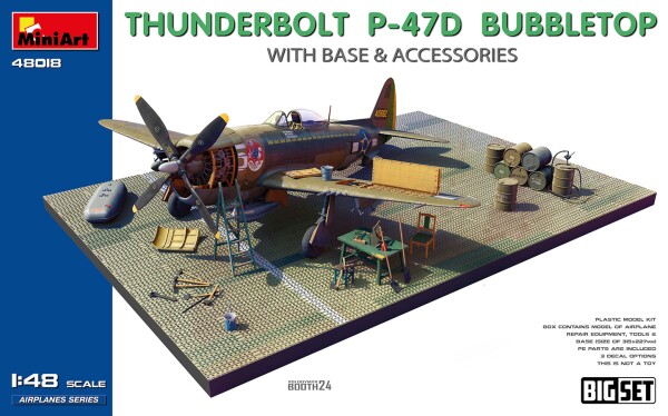 Scale model 1/48 Set Airplane P-47 D Thunderbolt with base and accessories MiniArt 48018 детальное изображение Самолеты 1/48 Самолеты