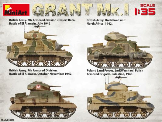 Збірна модель британського танка GRANT Mk.I детальное изображение Бронетехника 1/35 Бронетехника