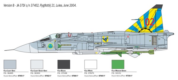 Збірна модель 1/48 Літак Saab JA 37/AJ 37 Viggen Italeri 2785 детальное изображение Самолеты 1/48 Самолеты