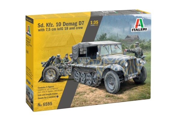 Збірна модель 1/35 напівгусеничний тягач Sd. Kfz. 10 Demag D7 with 7,5 cm leIG 18 з екіпажем Italeri 6595 детальное изображение Автомобили 1/35 Автомобили