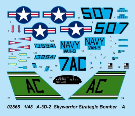 Сборная модель 1/48 Стратегический бомбардировщик A-3D-2 Skywarrior Трумпетер 02868 детальное изображение Самолеты 1/48 Самолеты