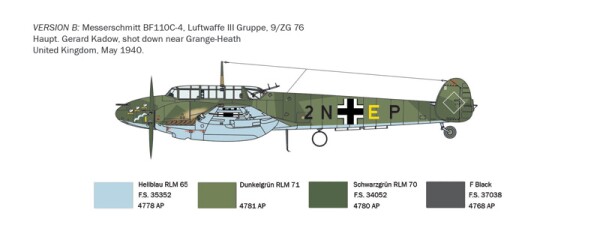 Збірна модель 1/72 Літак BF-110 C ZERSTORER Italeri 0049 детальное изображение Самолеты 1/72 Самолеты