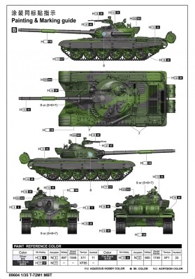 Сборная модель 1/35 Танк Т-72М1 Трумпетер 09604 детальное изображение Бронетехника 1/35 Бронетехника