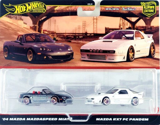 Коллекционная модель Hot Wheels Premium Mazda Mazdaspeed Miata &amp; Mazda RX7 Pandem HBL96 детальное изображение Hot Wheels 