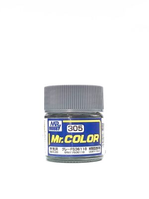 Gray FS36118 semigloss, Mr. Color solvent-based paint 10 ml. (FS36118 Серый полуматовый) детальное изображение Нитрокраски Краски