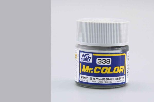 Light Gray FS36495, Mr. Color solvent-based paint 10 ml /  Светло-серый полуглянцевый детальное изображение Нитрокраски Краски