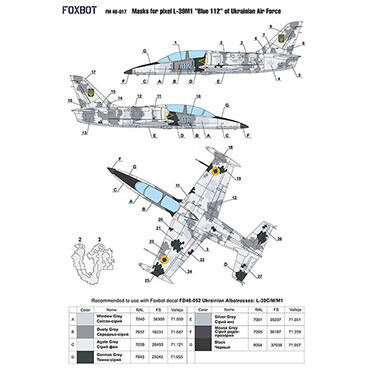 Foxbot 1:48 Маски для пикселя Л-39М1 Альбатрос «Синий 112» ВВС Украины детальное изображение Маски Афтермаркет