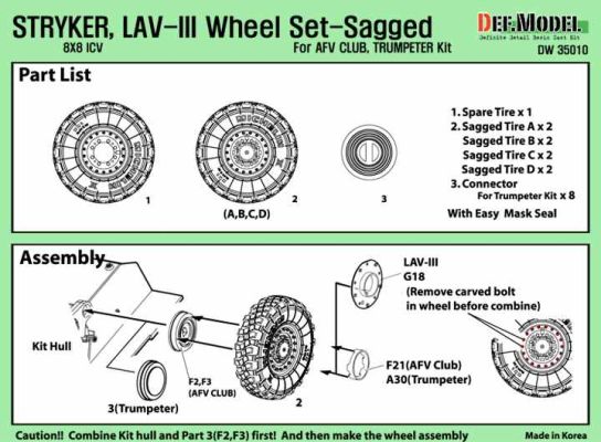 Stryker/LAV-III Mich. XML Sagged Wheel set  детальное изображение Смоляные колёса Афтермаркет