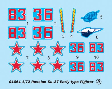 Сборная модель 1/72 Истребитель Су-27 раннего типа Трумпетер 01661 детальное изображение Самолеты 1/72 Самолеты