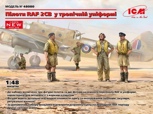 Збірна модель 1/48 Пілоти RAF 2 СВ у тропічній уніформі ICM 48080 детальное изображение Фигуры 1/48 Фигуры