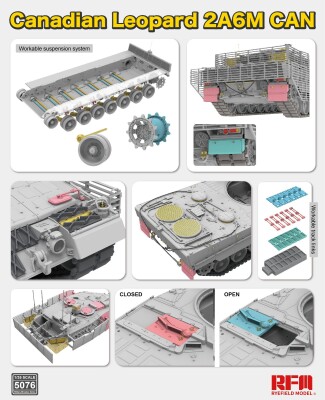 Збірна модель 1/35 Канадський танк Leopard 2A6M CAN RFM RM-5076 детальное изображение Бронетехника 1/35 Бронетехника