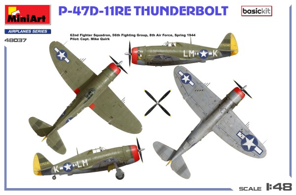 Збірна модель 1/48 Літак P-47D-11RE Thunderbolt MiniArt 48037 детальное изображение Самолеты 1/48 Самолеты