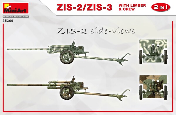 Збірна модель 1/35 Гармата ЗіС-2/ЗіС-3 з передком та розрахунком, 2 в 1 MiniArt 35369 детальное изображение Артиллерия 1/35 Артиллерия