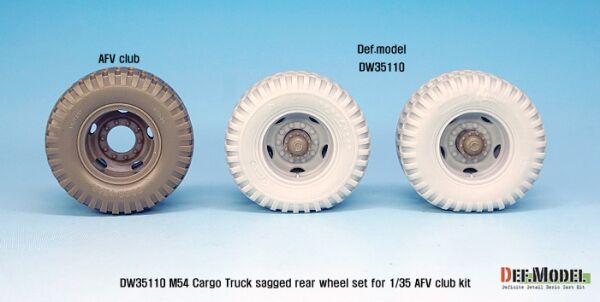 US M54A2 Cargo Truck Sagged Rear wheel set-Heavy load ( for AFV club 1/35) детальное изображение Смоляные колёса Афтермаркет