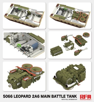 Збірна модель 1/35 Танк Leopard 2А6 з повним інтер'єром RFM RM-5066 детальное изображение Бронетехника 1/35 Бронетехника