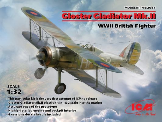 Gloster Gladiator Mk.II, WWII British Fighter детальное изображение Самолеты 1/32 Самолеты