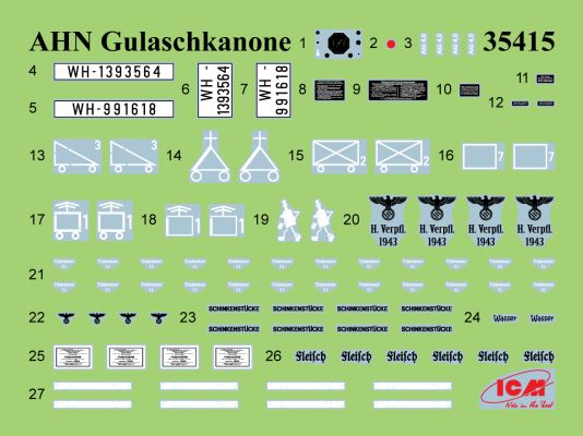 Збірна модель 1/35 AHN &quot;Gulaschkanone&quot; - німецька мобільна польова кухня часів Другої світової війни ICM35415 детальное изображение Автомобили 1/35 Автомобили
