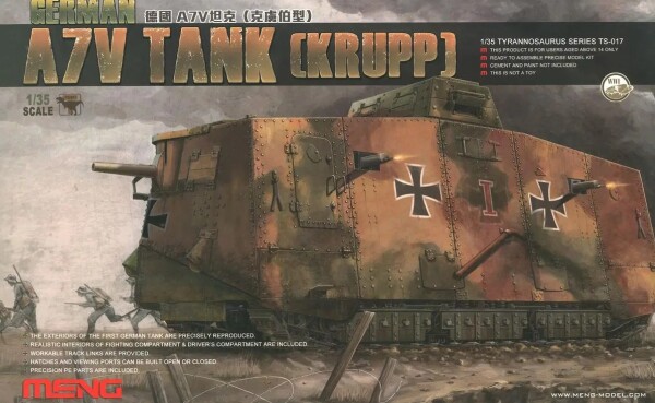 Збірна модель 1/35 німецький танк A7V (Krupp) Meng TS-017 детальное изображение Бронетехника 1/35 Бронетехника