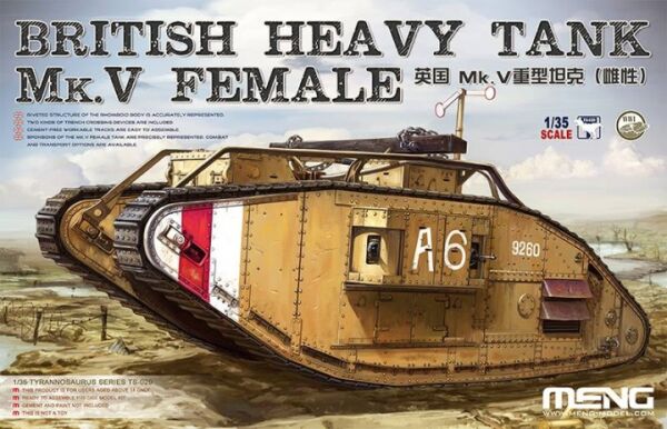 Збірна модель  1/35 британський   важкий   танк  Mk.v female  МенгTS-029 детальное изображение Бронетехника 1/35 Бронетехника