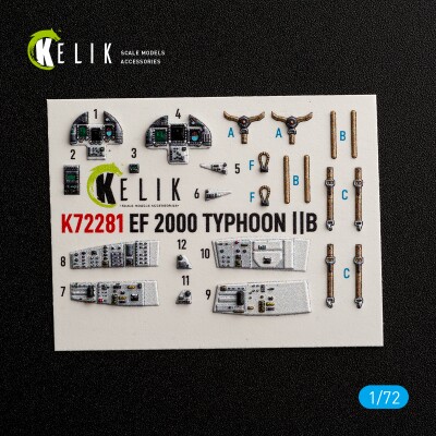 Eurofighter Typhoon EF-2000 декаль інтер'єр для комплекту Italeri 1/72 KELIK K72281 детальное изображение 3D Декали Афтермаркет