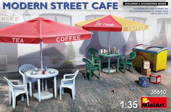 Современное Уличное Кафе детальное изображение Строения 1/35 Диорамы