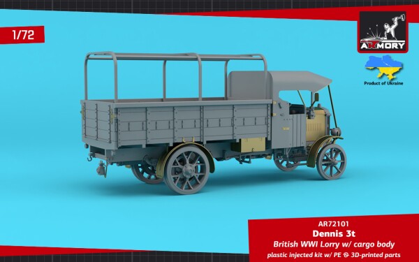 Сборная модель 1/72 Британский грузовик Dennis 3t времён Первой мировой войны с бортовым кузовом детальное изображение Автомобили 1/72 Автомобили