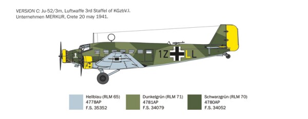 Збірна модель 1/72 Літак Юнкерс Ю 52/3м Italeri 0102 детальное изображение Самолеты 1/72 Самолеты